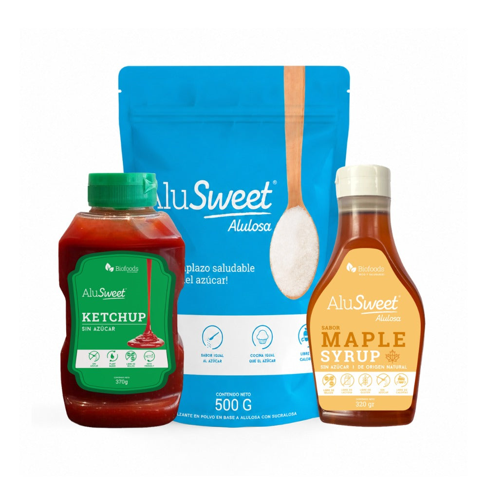 Pack Alulosa 500 gr + Syrup Maple + Ketchup