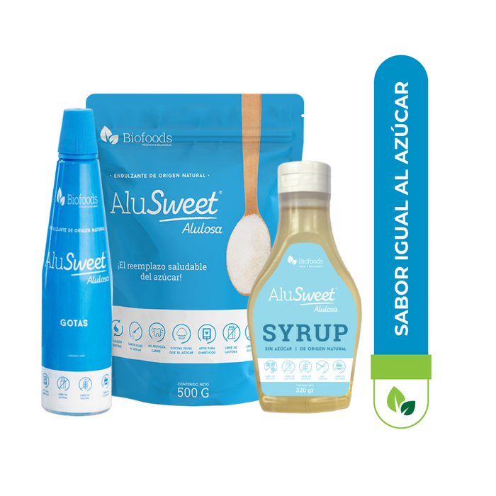 Mix AluSweet Allulose: Powder 500g + Drops 360ml and + Syrup 320g