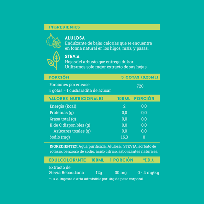 Endulzante AluSweet Alulosa + Stevia gotas 180ml