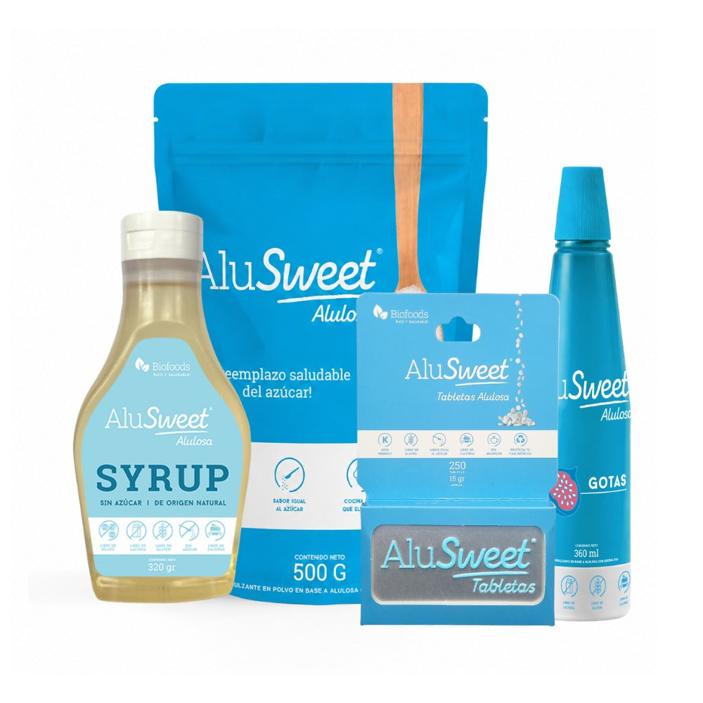 Pack AluSweet Alulosa 500gr + Gotas 360ml + Syrup + Tabletas