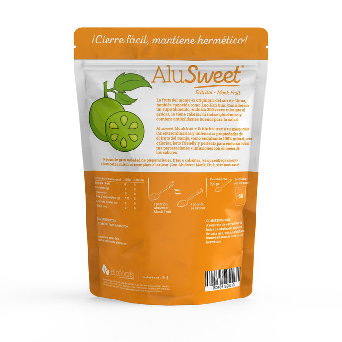 AluSweet Eritritol + Monkfruit (Fruto del Monje) en Polvo 340 grs